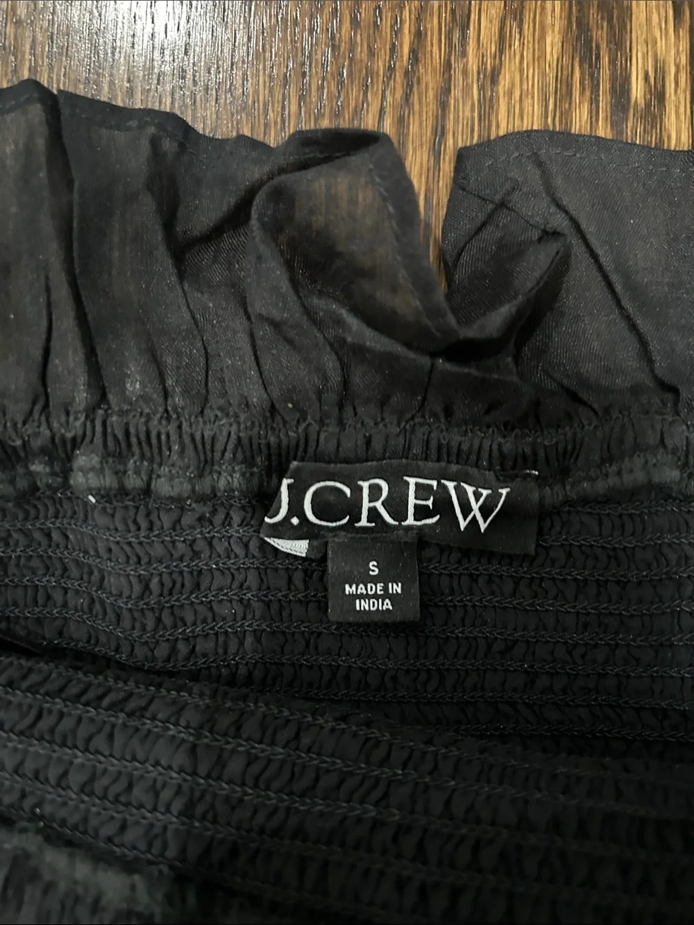 J.Crew Black Smocked Waist Ruffle Midi Skirt